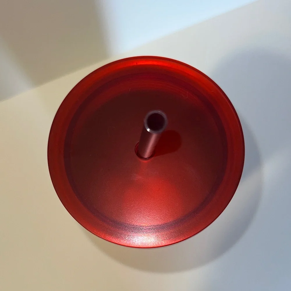 Starbucks 2022 Deep Red Metallic Swirl Twist Stainless Steel Cold Cup 24 Oz